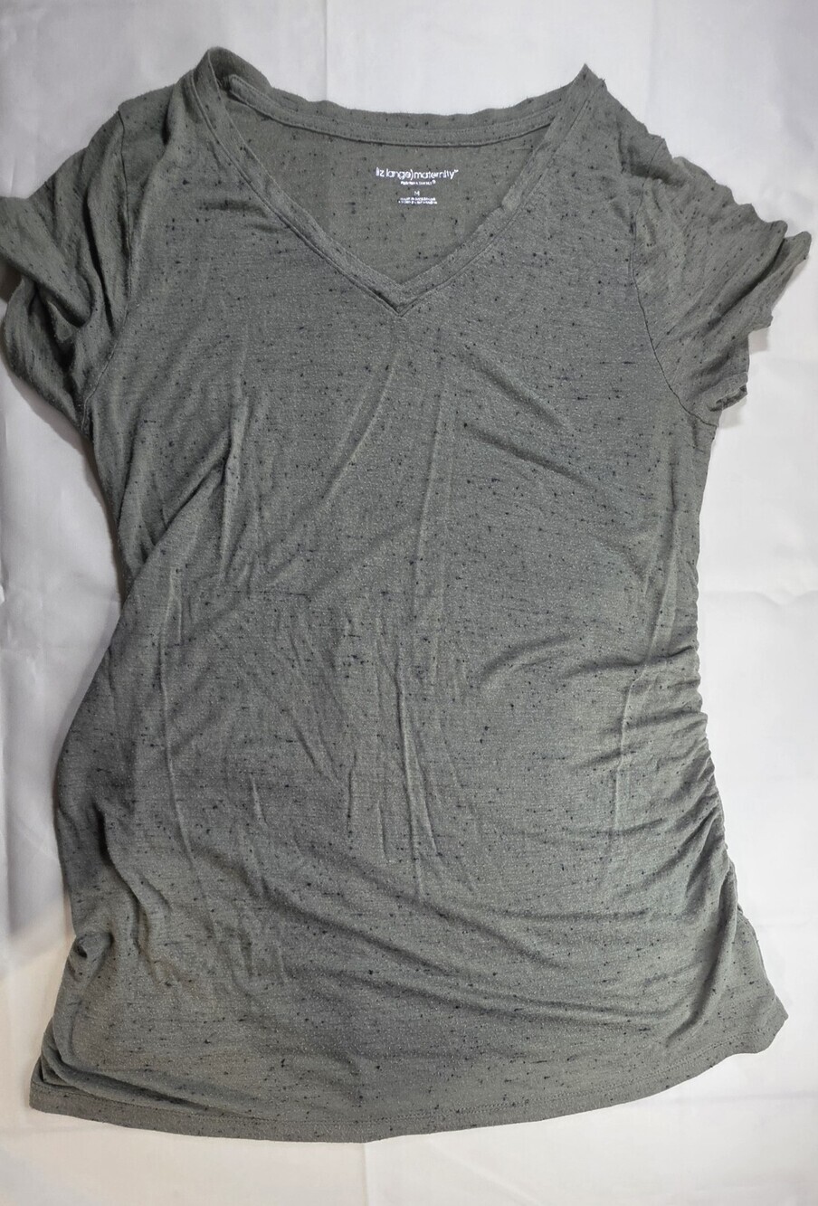 Liz Lange Women's Maternity V-Neck T-Shirt M Grey Speckled Short sleeve Sku 0353